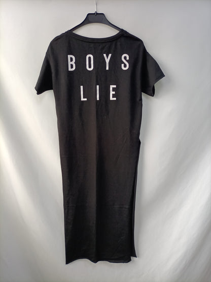 BERSHKA.Vestido midi negro T.S