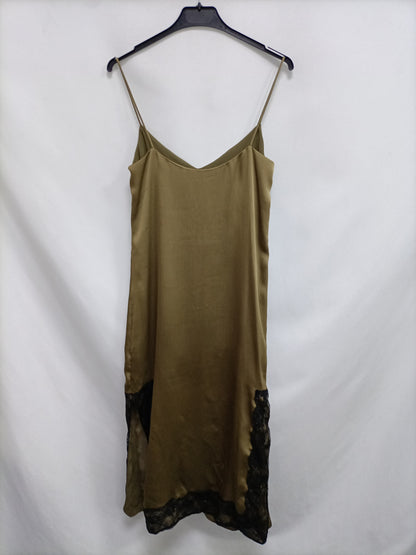 ZARA.Vestido midi lencero T.XS