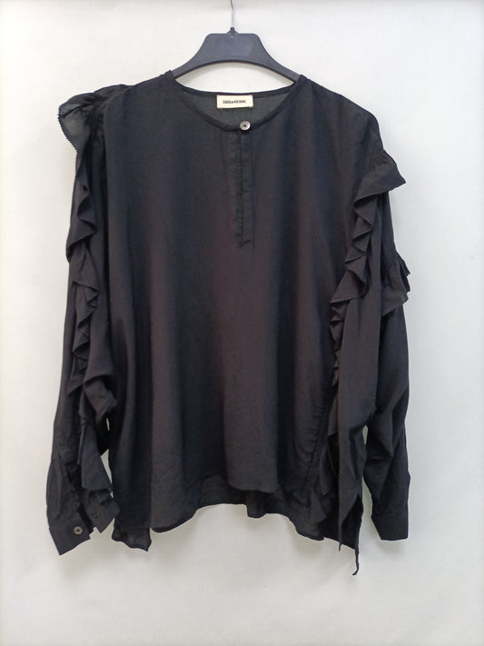 ZADIG&amp;VOLTAIRE. black ruffled blouse T.xs