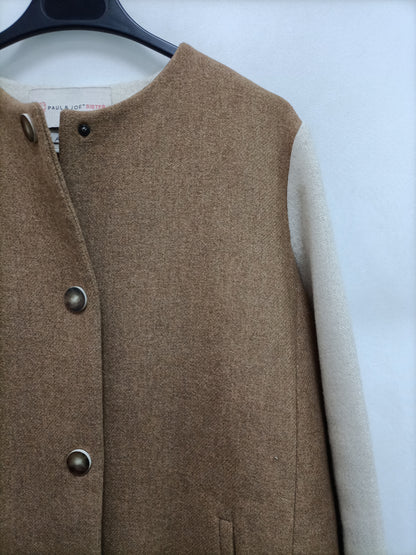 PAUL&amp;JOE. Two-tone pale coat, size 36