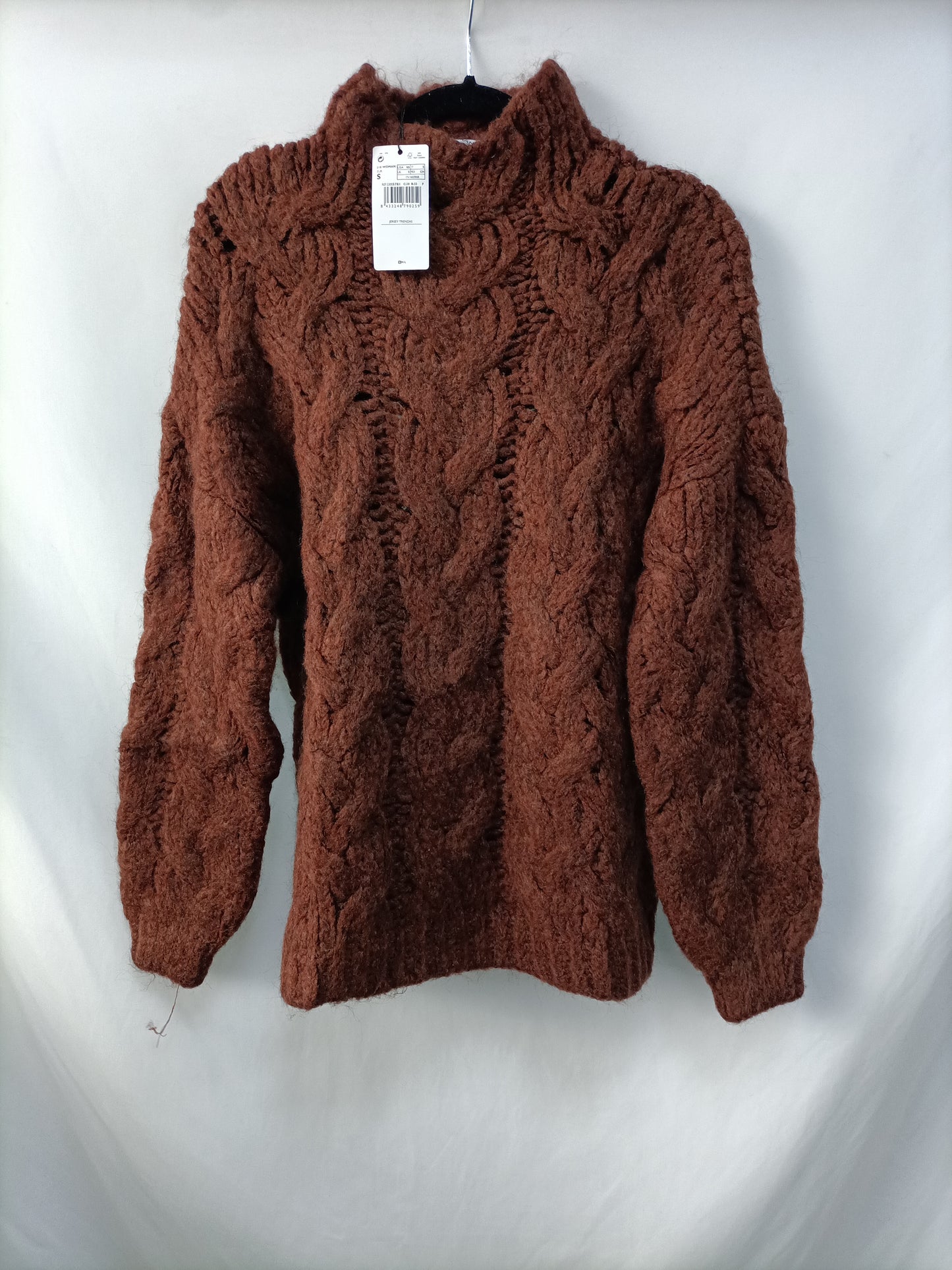 MANGO. Jersey marrón ochos T.s