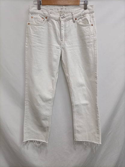 MANGO. Pantalón blanco roto recto T.38