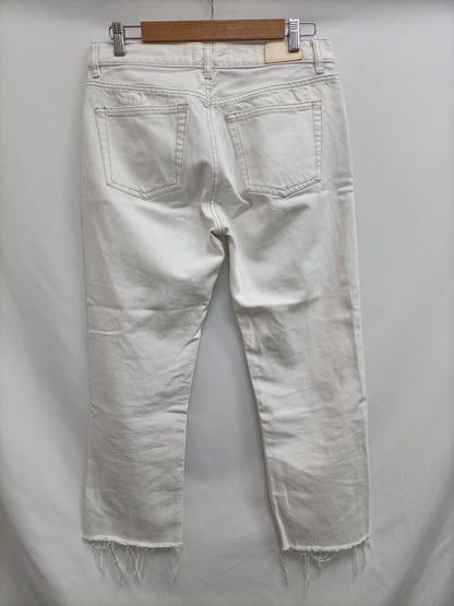 MANGO. Pantalón blanco roto recto T.38