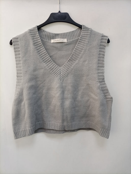 GIRLPATCH. Top punto gris T.s