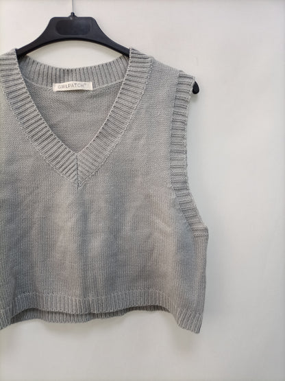 GIRLPATCH. Top punto gris T.s