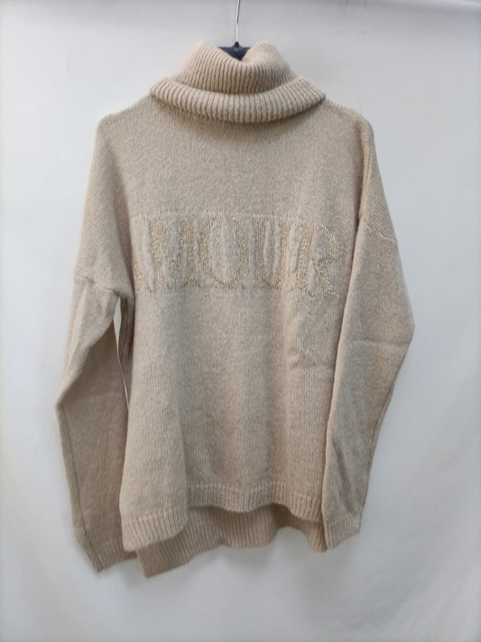 PEITÁ FASHIONS. Beige "amour" sweater Tu(m/l)