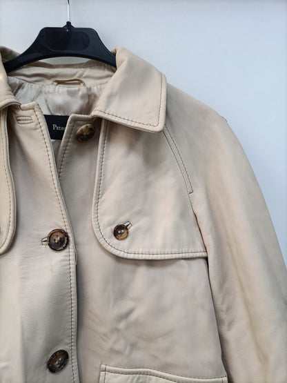 PEDRO DEL HIERRO. Chaqueta piel beige T.s (TARA)