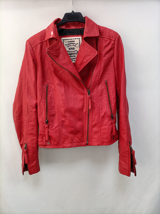 MANGO. Red leather jacket T.xs