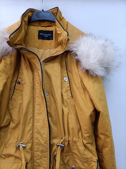 BRAVE SOUL. Yellow fur parka Tm