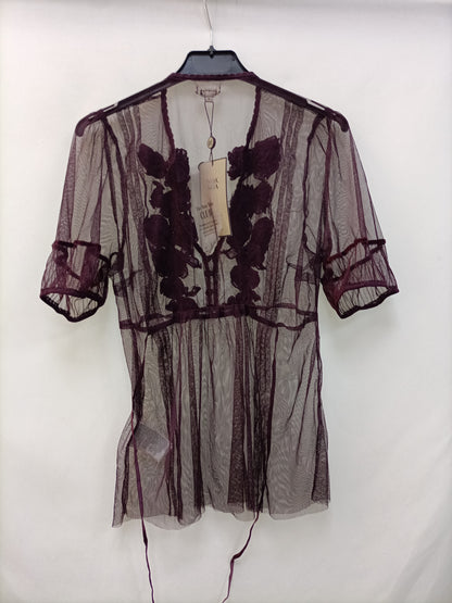 NOA NOA. Burgundy mesh Ts top