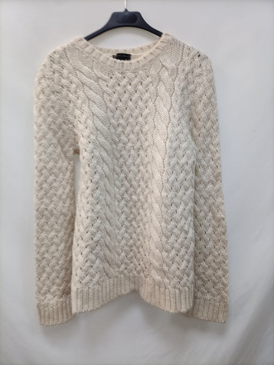 MANGO. Beige braided sweater Tl