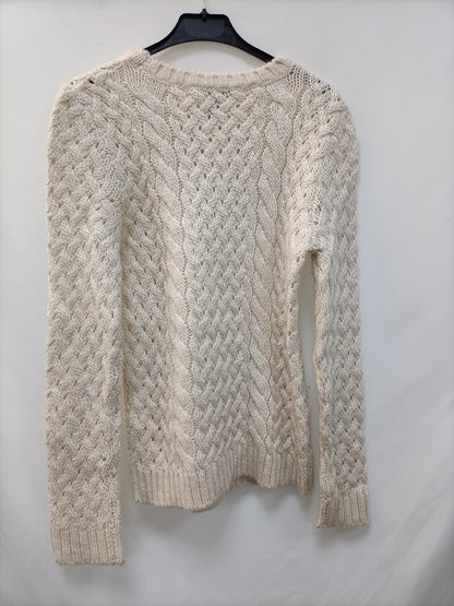 MANGO. Jersey trenzado beige T.l