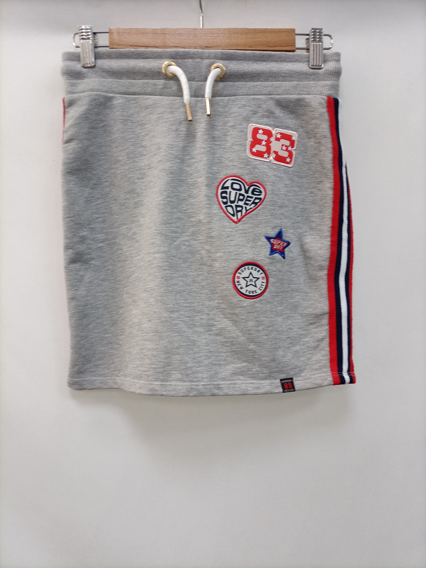 SUPERDRY. Grey patchwork T.xs skirt