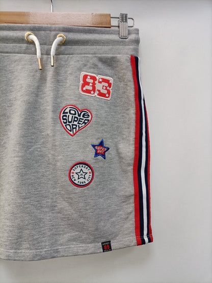 SUPERDRY. Grey patchwork T.xs skirt