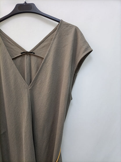 ZARA. Vestido midi beige T.s