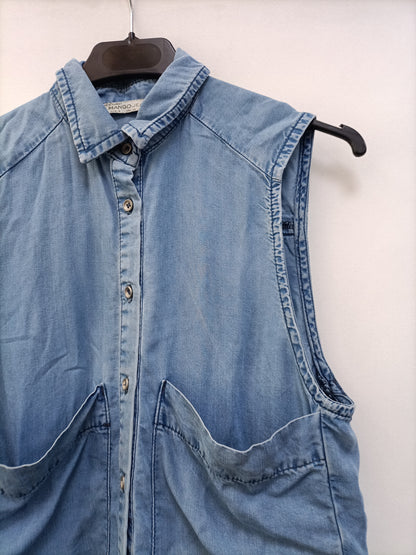 MANGO. Blusa denim sin mangas T.s