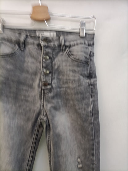 BERSHKA. Light grey button-down trousers, size 34