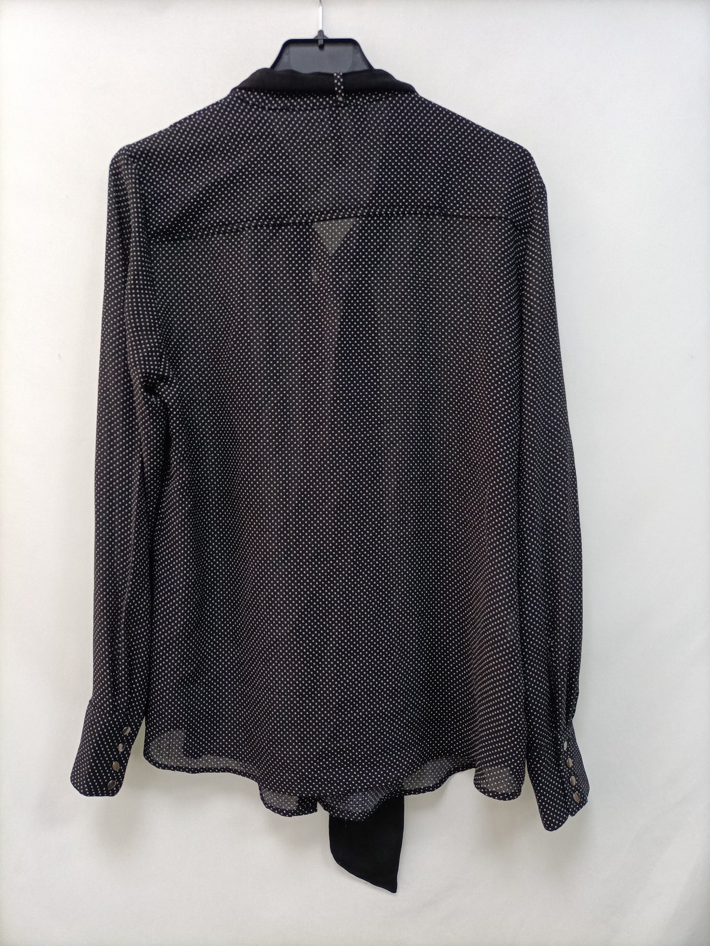MANGO. Blusa negra lunares T.s