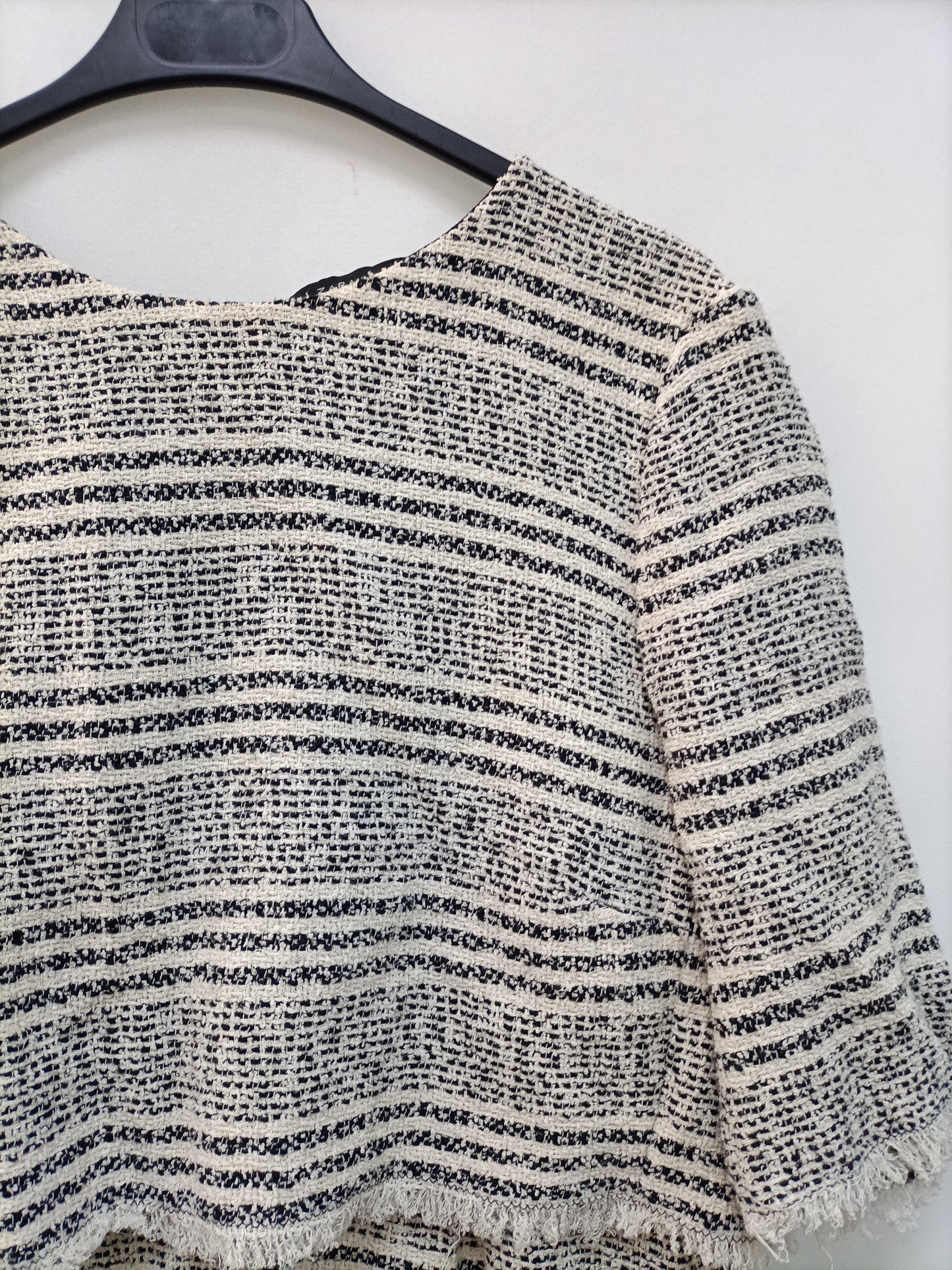 ZARA. Vestido tweed blanco y negro T.l