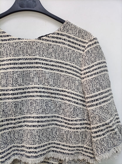 ZARA. Vestido tweed blanco y negro T.l