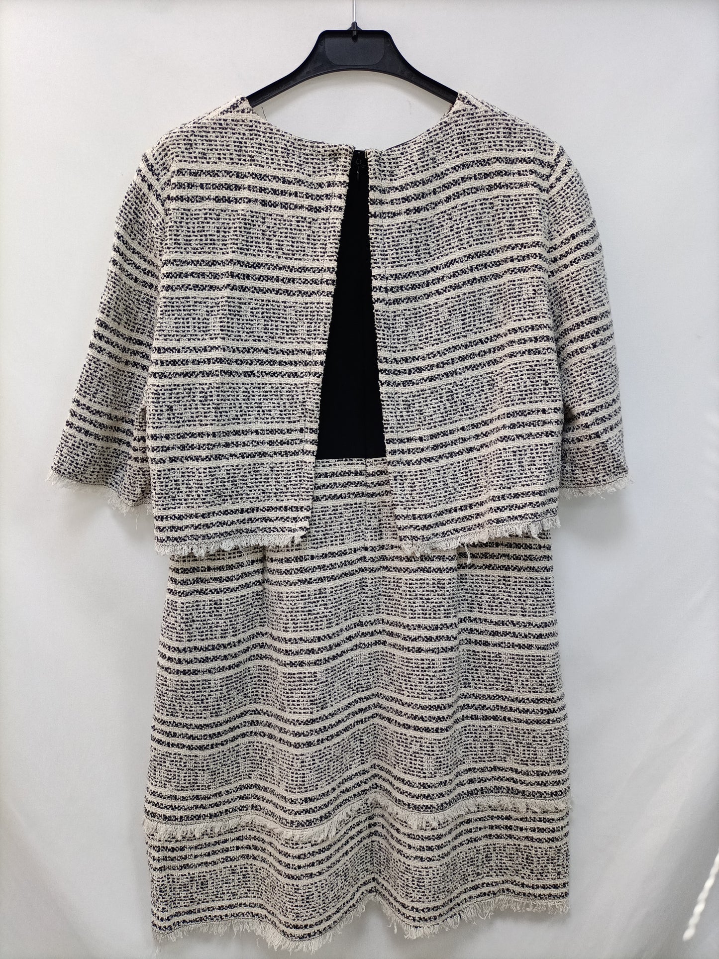 ZARA. Vestido tweed blanco y negro T.l