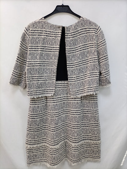 ZARA. Vestido tweed blanco y negro T.l