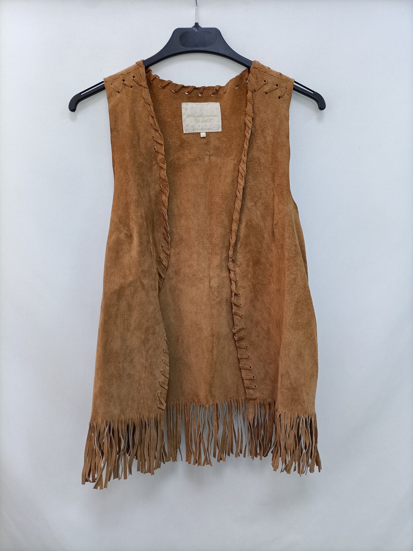 STRADIVARIUS. Chaleco camel piel T.s