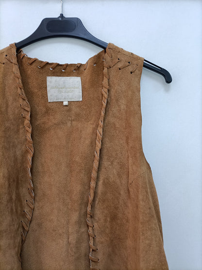 STRADIVARIUS. Chaleco camel piel T.s