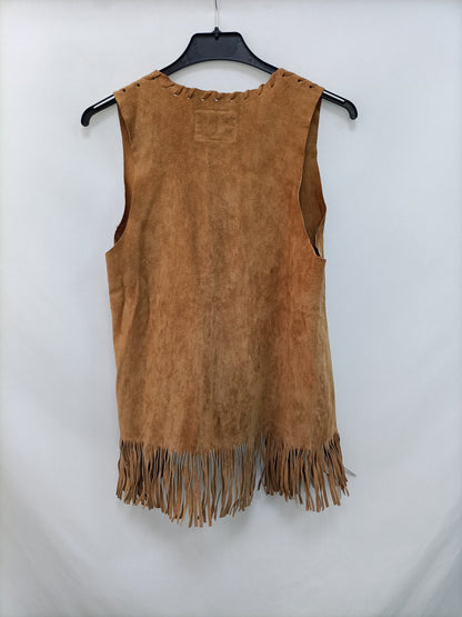 STRADIVARIUS. Chaleco camel piel T.s