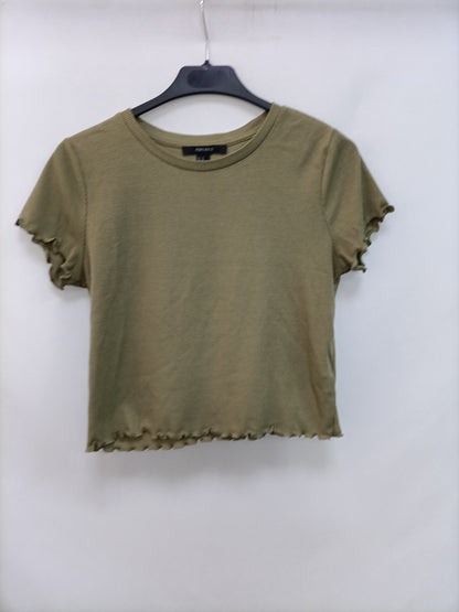 FOREVER21. Camiseta verde canalé T.m