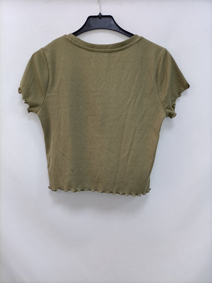 FOREVER21. Camiseta verde canalé T.m