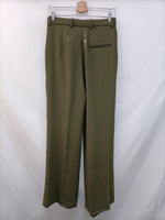 MANGO. Pantalón ancho verde T.36 (TARA)