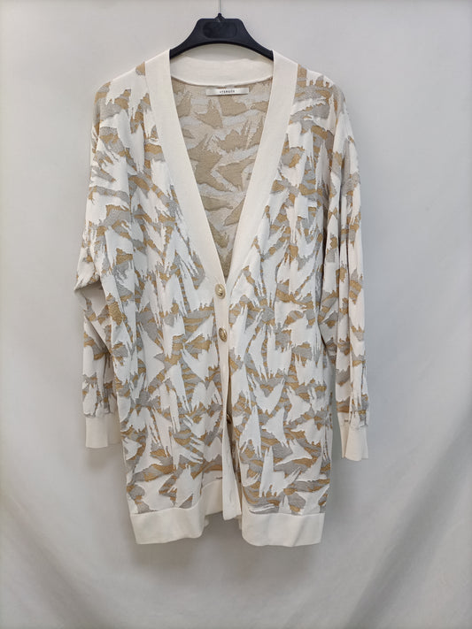UTERQÜE. Cárdigan blanco estampado T.s