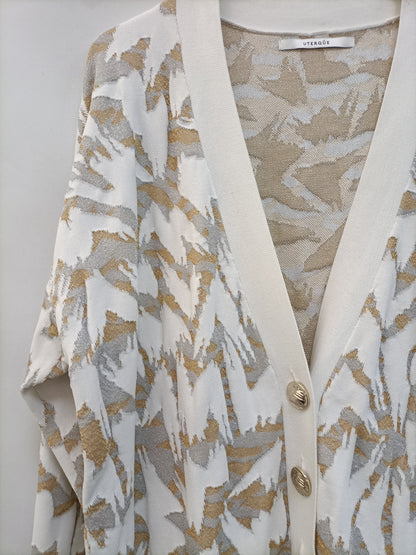 UTERQÜE. Cárdigan blanco estampado T.s