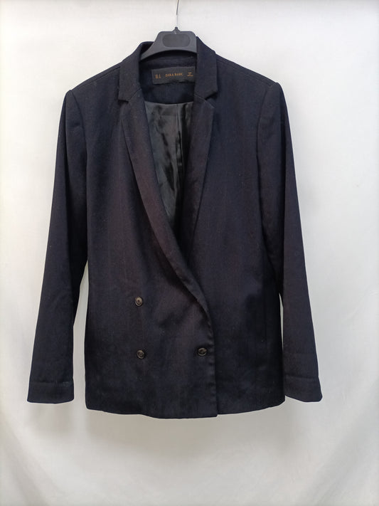 ZARA. Textured blue blazer Tm