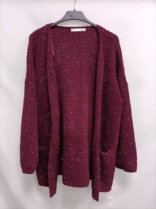 SFERA. Cárdigan burdeos jaspeado T.s