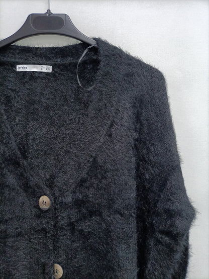 LEFTIES. Cárdigan negro pelito  T.s