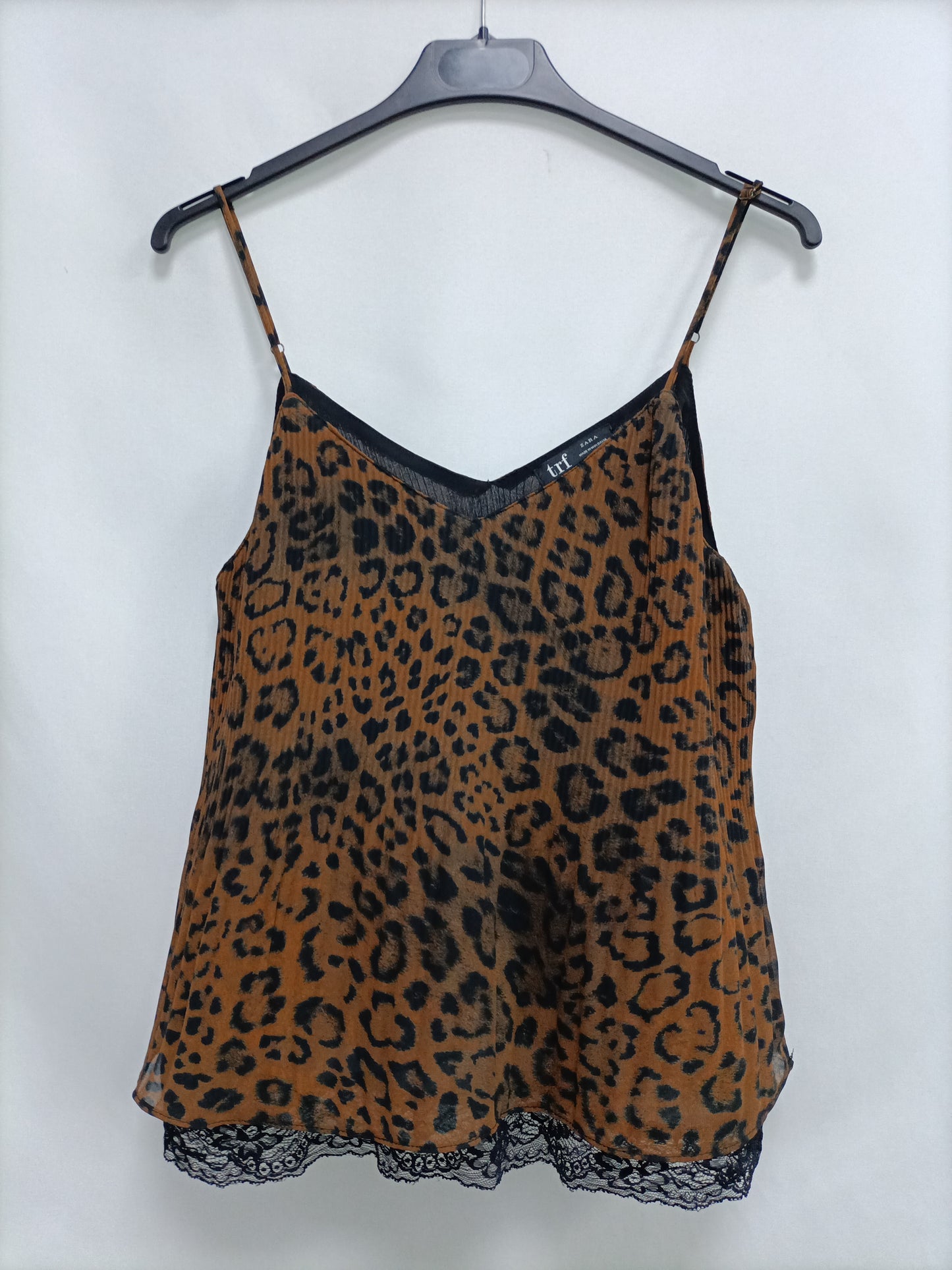 ZARA. top plisado animal print T.xs