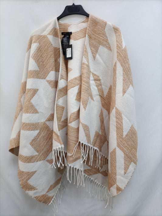 MAJE. Poncho étnico beige TU
