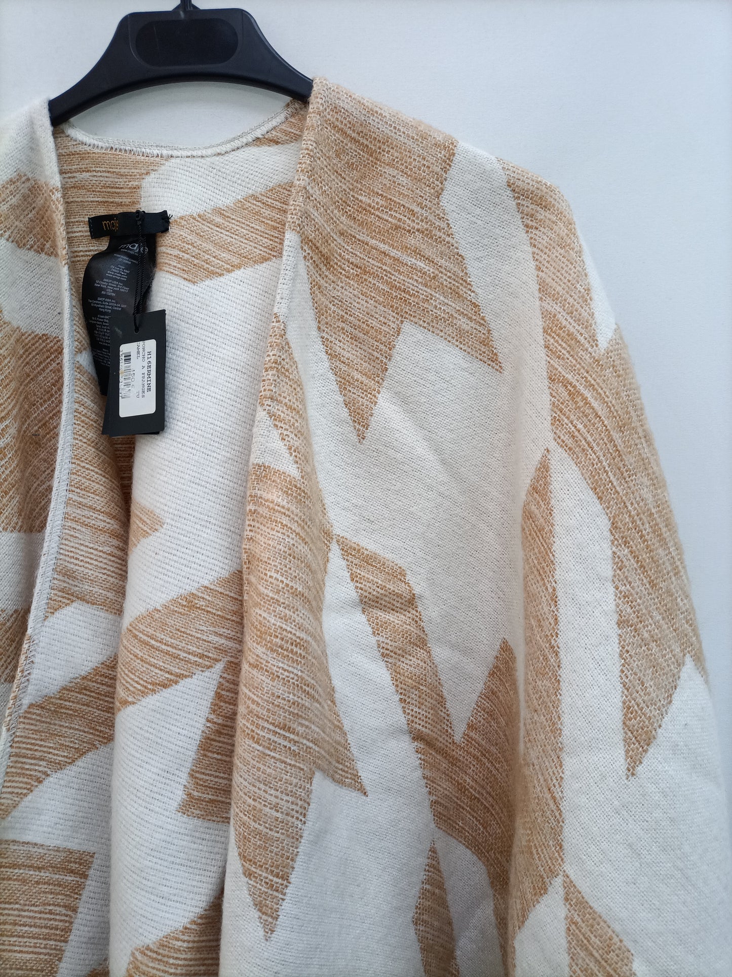 MAJE. Poncho étnico beige TU