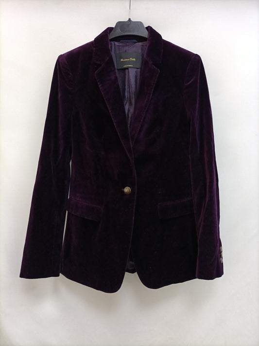 MASSIMO DUTTI. Purple velvet blazer, size 36