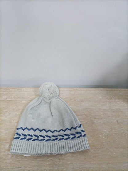 POMPON BONNET. Grey pompom hat Ts (boys)