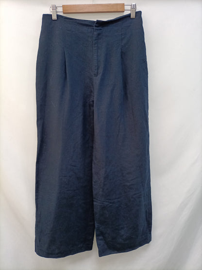 ZARA. Pantalón lino azul T.m