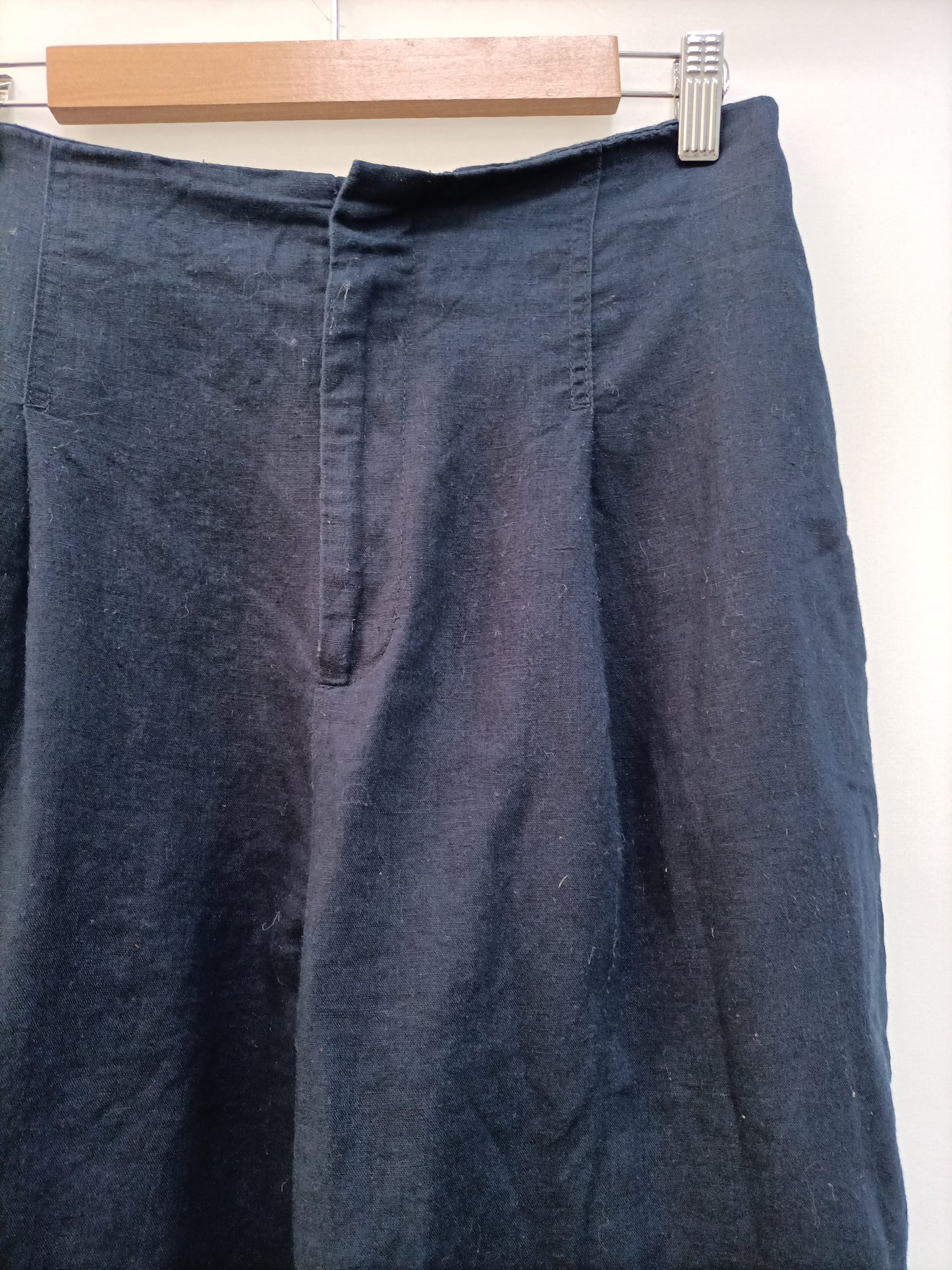 ZARA. Pantalón lino azul T.m