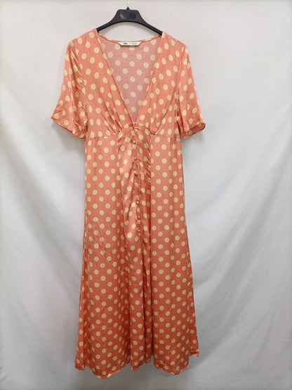 ZARA. Vestido midi lunares T.m