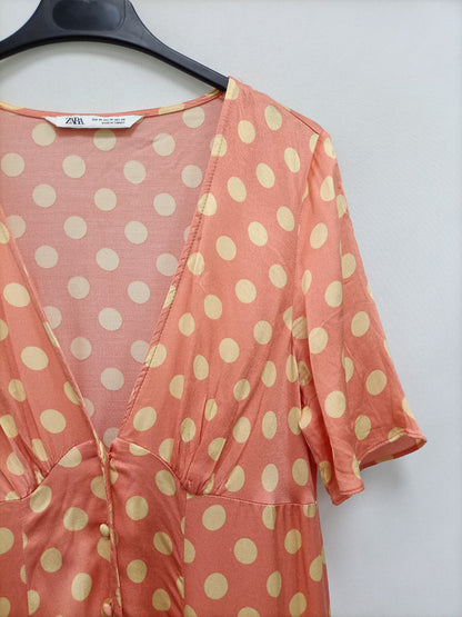 ZARA. Vestido midi lunares T.m