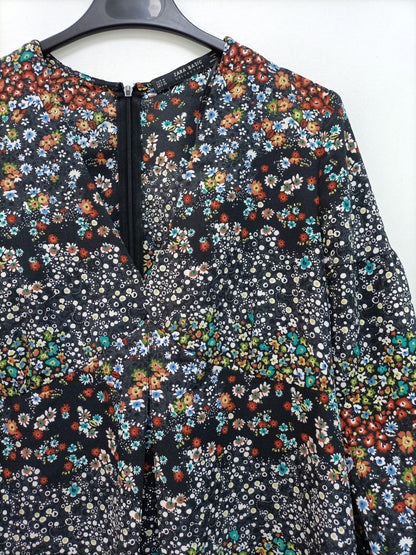 ZARA.Mono negro flores T.m