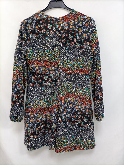 ZARA.Mono negro flores T.m