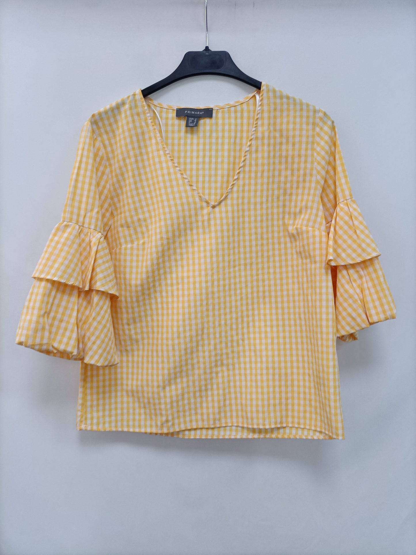 PRIMARK. Yellow checked blouse size 36