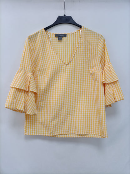 PRIMARK. Yellow checked blouse size 36